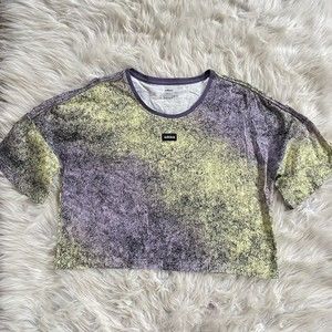 Adidas Moment Cropped TShirt Yellow Purple Speckled